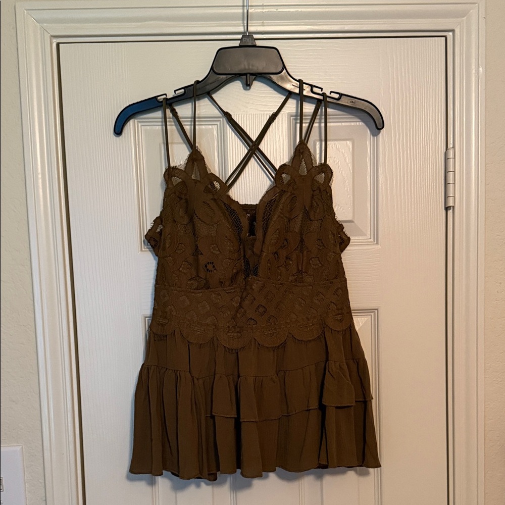 Zenana Outfitters Brown Lace Camisole